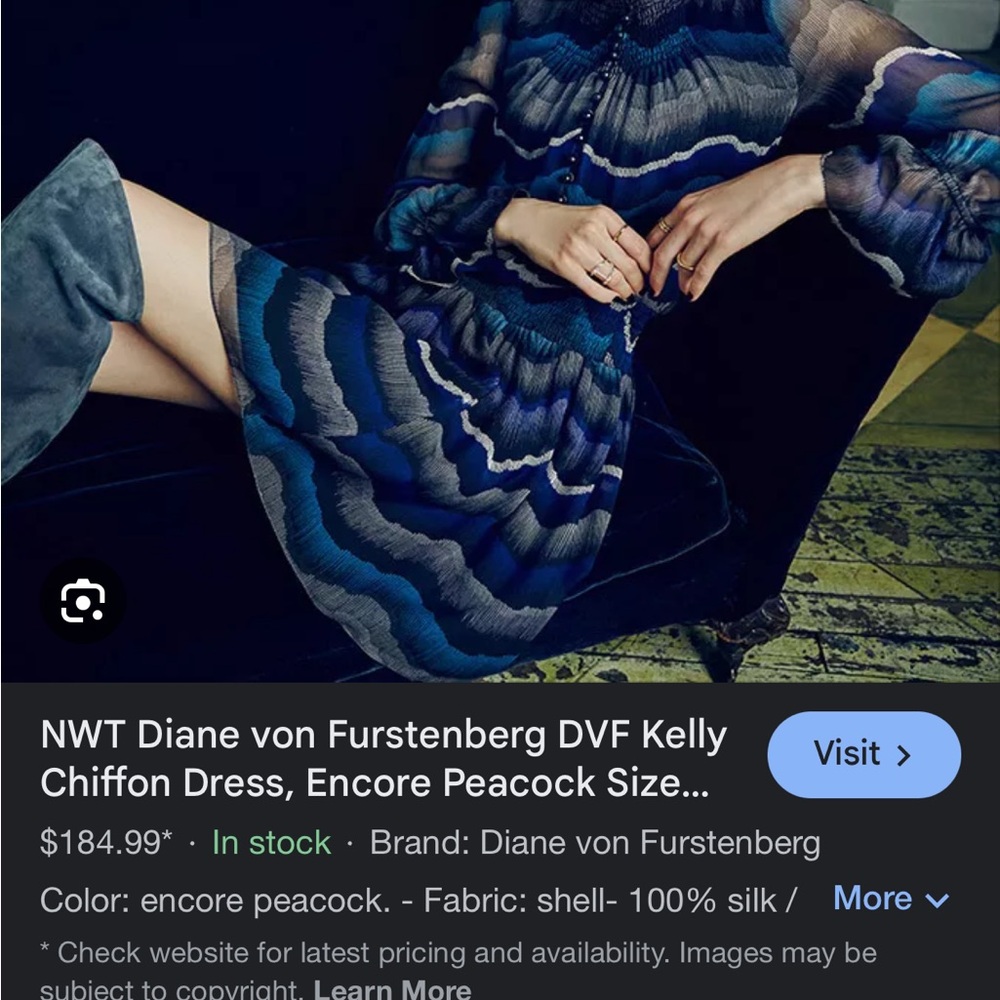 Diane Von Furstenberg DVF Kelley Silk Mini Dress in Encore Peacock Blue 0 - Picture 13 of 13